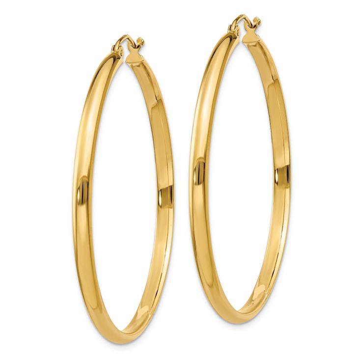 14k Yellow Gold 1 11/16" Polished Hoop Earrings