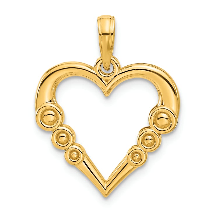 14k Yellow Gold Polished Heart with Circles Pendant