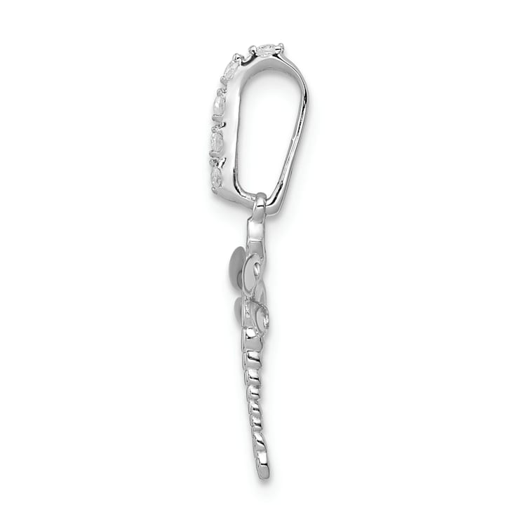 Rhodium Over 14k White Gold Blue and White Diamond Dragonfly Pendant