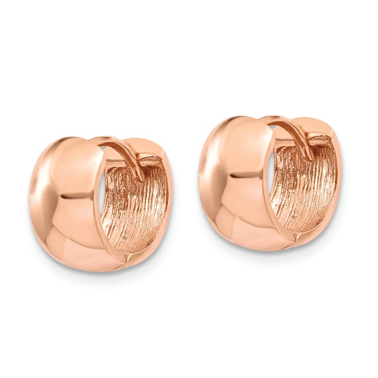 14K Rose Gold 7/16" Round Hinged Hoop Earrings