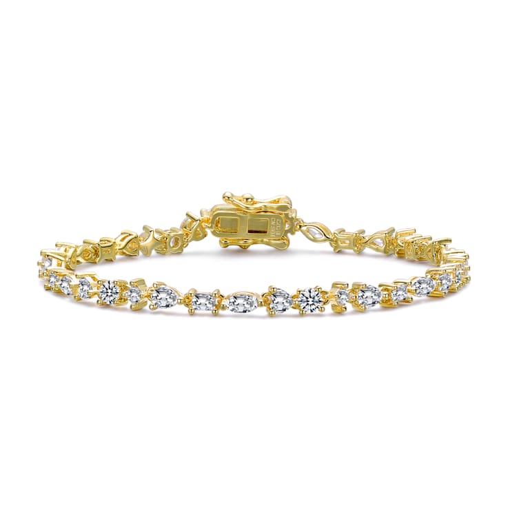 CZ Tennis Bracelet In 14K Gold Over Sterling Silver