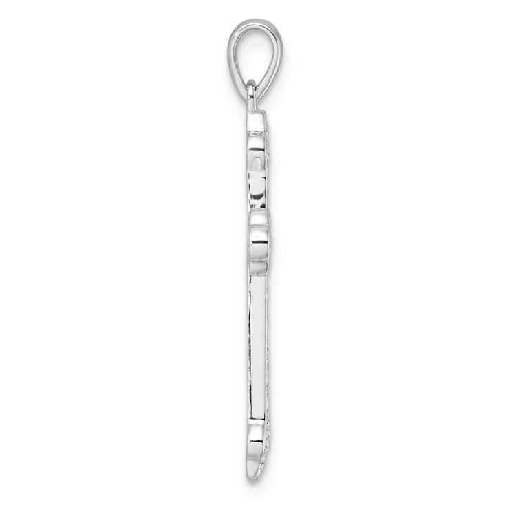 Rhodium Over 14k White Gold Diamond Cross Pendant