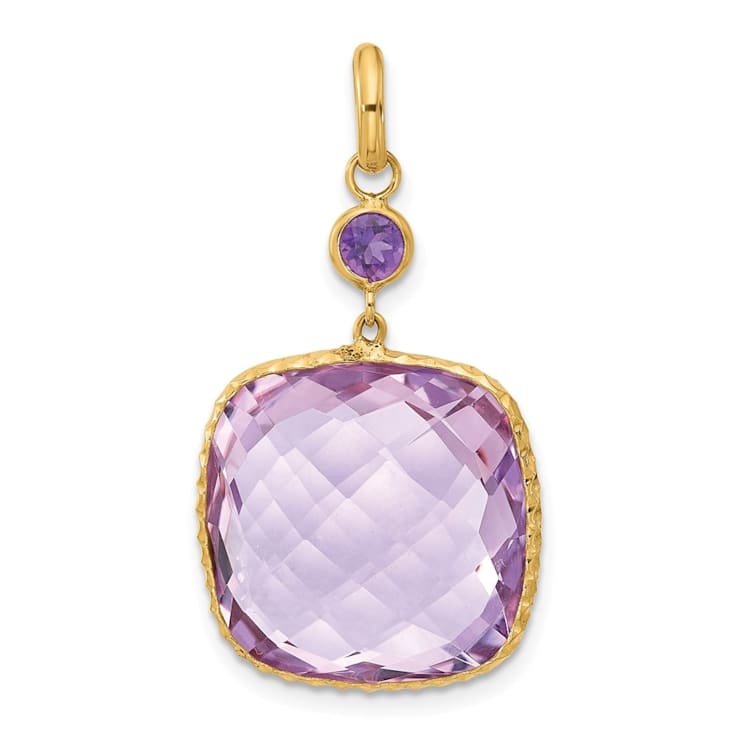 14K Yellow Gold Pink Amethyst Pendant