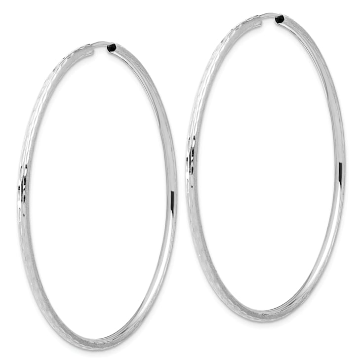Rhodium Over 14k White Gold Polished, Satin and Diamond-Cut 2 1/8"
Endless Hoop Earrings