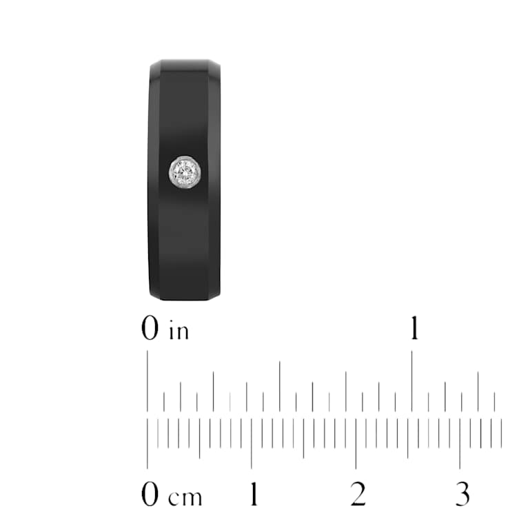 Robert Alton Men's Diamond Black Ion Plated Band Ring In Tungsten