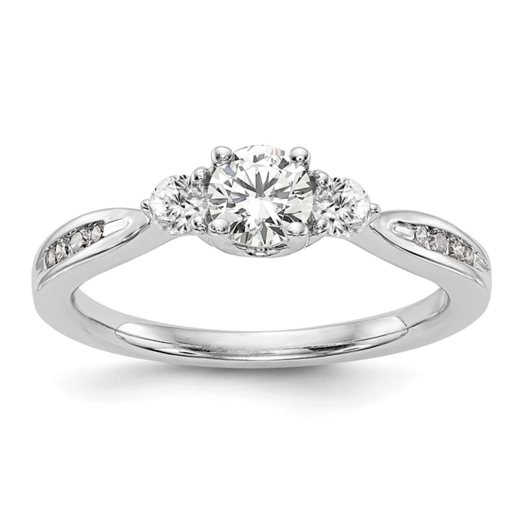 Rhodium Over 14K White Gold Lab Grown Diamond VS/SI GH, 3-Stone Complete
Engagement Ring 0.617ctw
