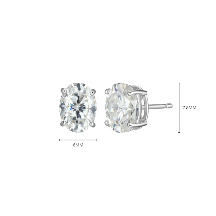 Oval Moissanite Platineve Stud Earrings 3.00ctw DEW