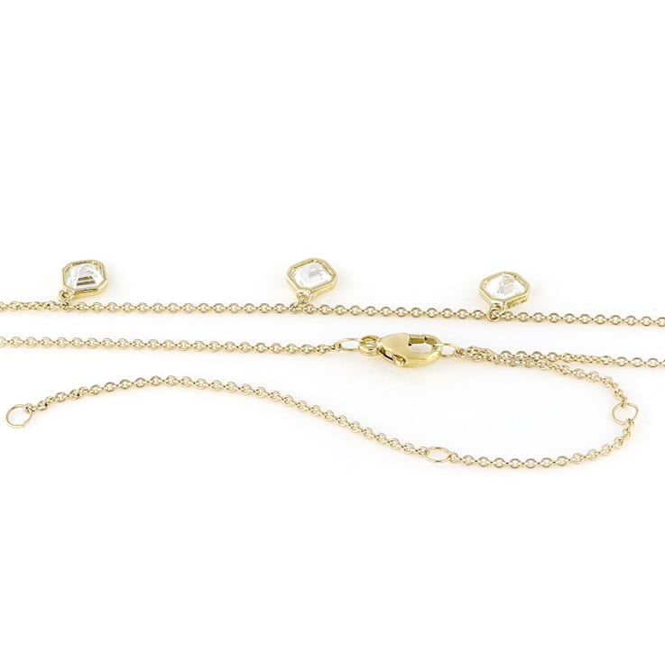 Lab-Grown Diamond Asscher-Cut Bezel Set Station Necklace In 14K Yellow
Gold 2.00ctw
