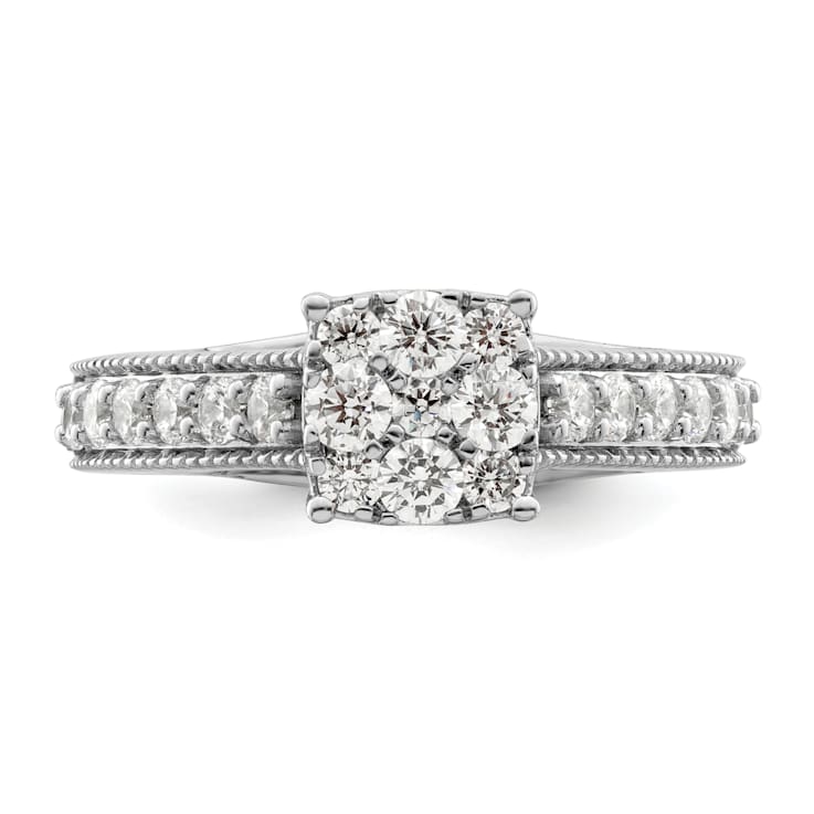 Rhodium Over 14K White Gold Lab Grown Diamond VS/SI GH, Cluster Ring 0.991ctw