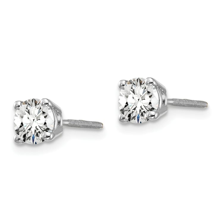 14K White Gold Lab Grown Diamond 3/4ctw VS/SI GH Screw Back 4 Prong Earrings