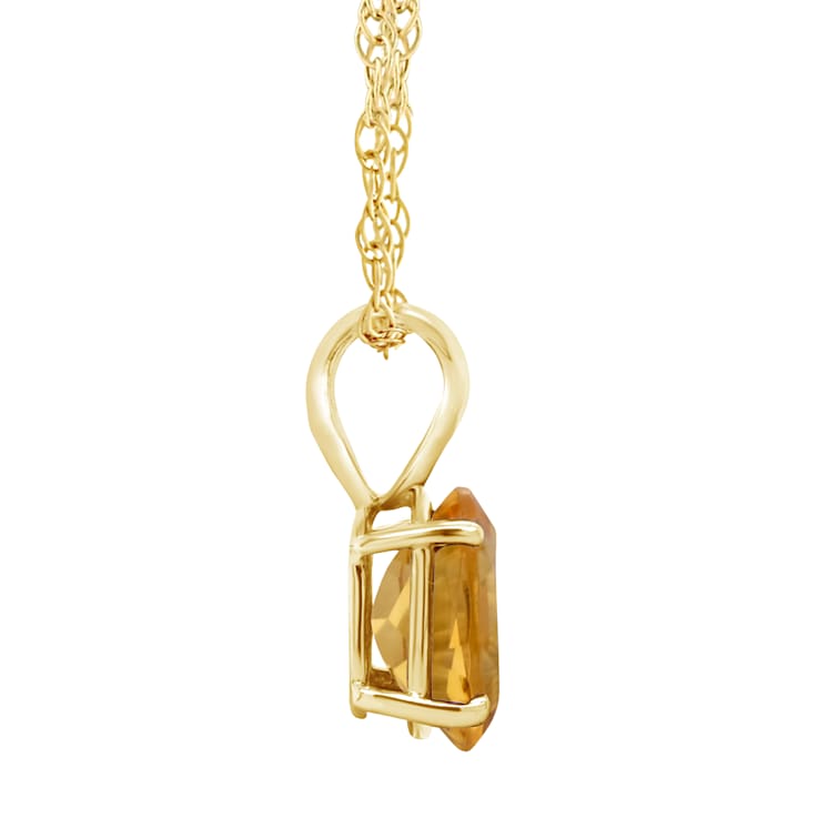 8x6mm Oval Citrine 14k Yellow Gold Pendant With Chain