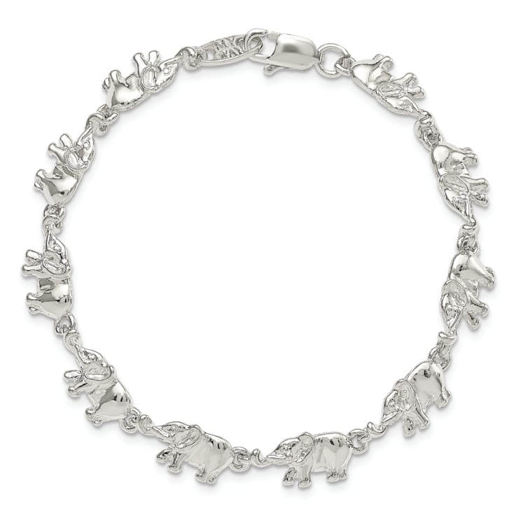 Sterling Silver Elephants Bracelet
