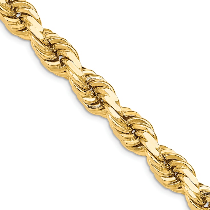 14k Yellow Gold 12mm Solid Diamond-Cut Rope 28 Inch Chain
