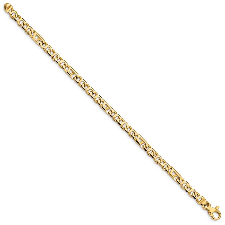 10k Yellow Gold Hand Polished 4.3mm Fancy Link Bracelet