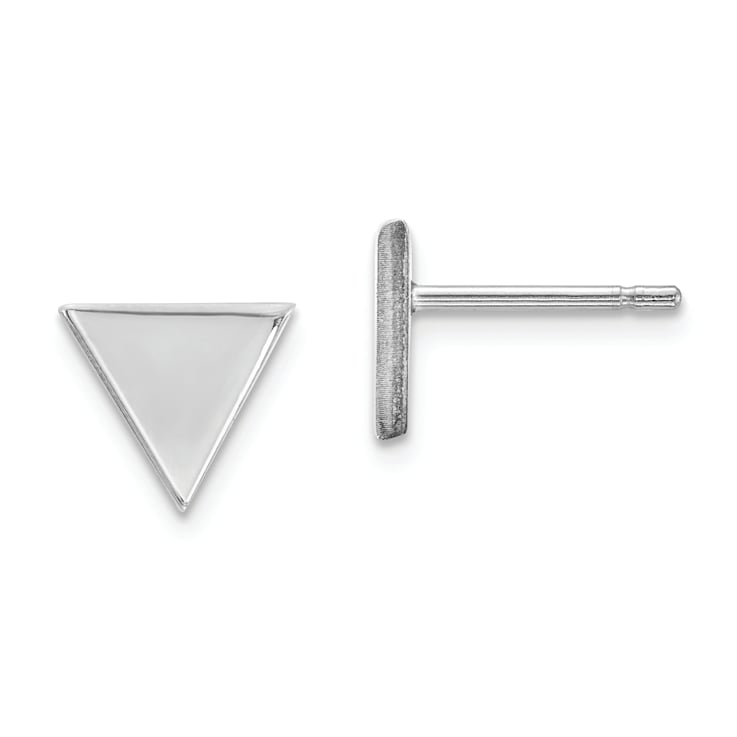 Rhodium Over 14k White Gold 8mm Triangle Stud Earrings