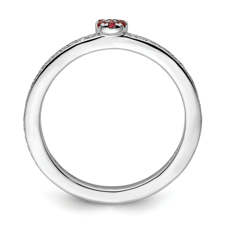 14K White Gold Stackable Expressions Ruby and Diamond Ring 0.075ctw