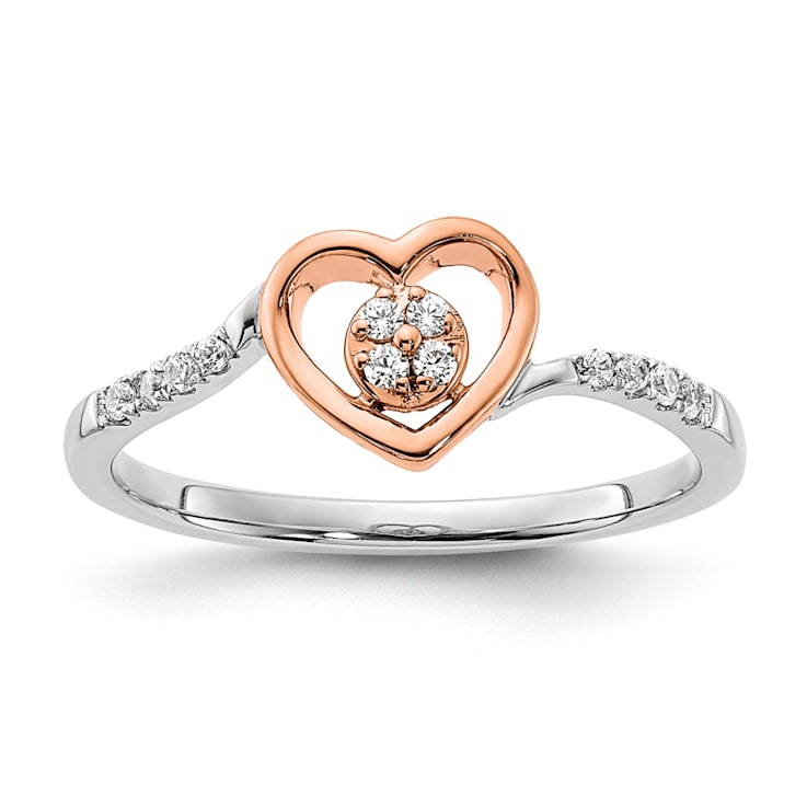 14K Two-tone White and Rose Gold First Promise Heart Cluster Diamond
Promise/Engagement Ring 0.11ctw