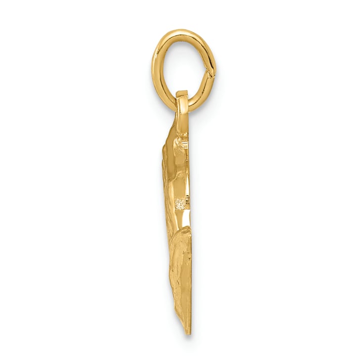 14k Yellow Gold Textured Praying Hands Charm Pendant