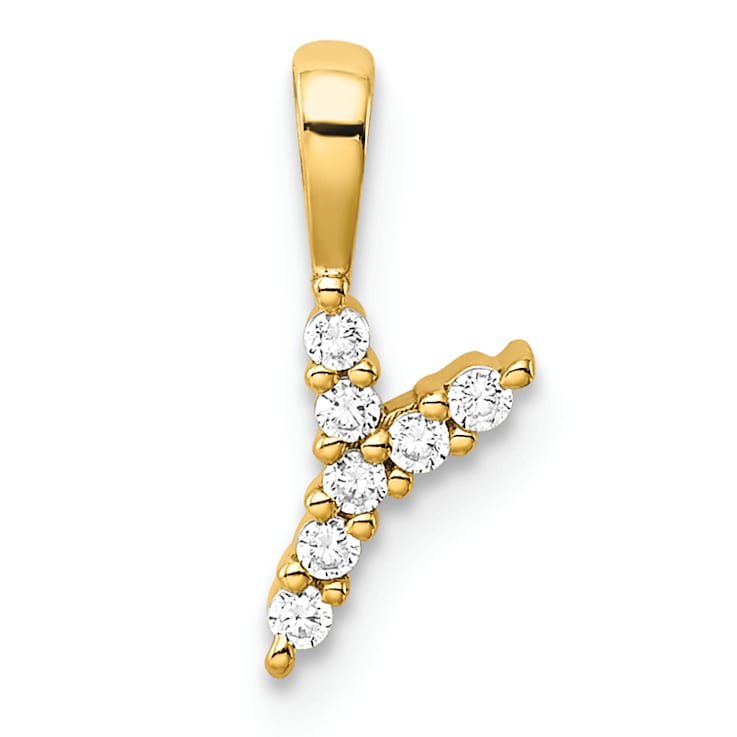 14K Yellow Gold Lab Grown Diamond Letter Y Initial Pendant
