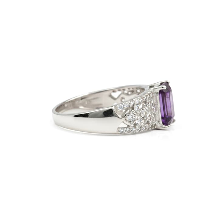 Purple Amethyst White Topaz Sterling Silver Ring