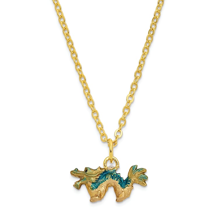 Bejeweled CHI Chinese Dragon Necklace with Trinket Box