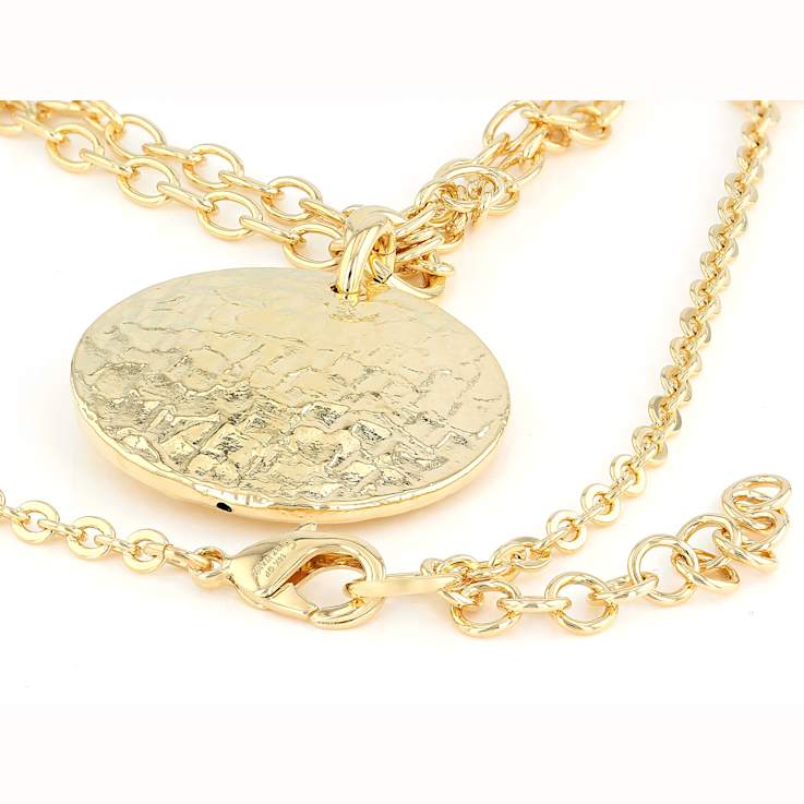 Medallion Pendant Necklace In 18K Gold Over Bronze 22 Inch