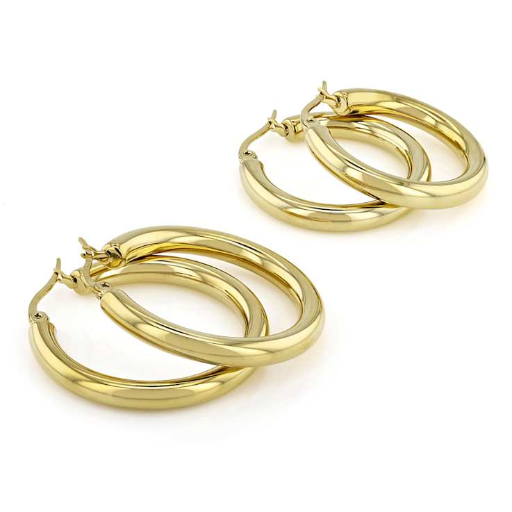 Gold-Tone Hoop Earring Set Of 2