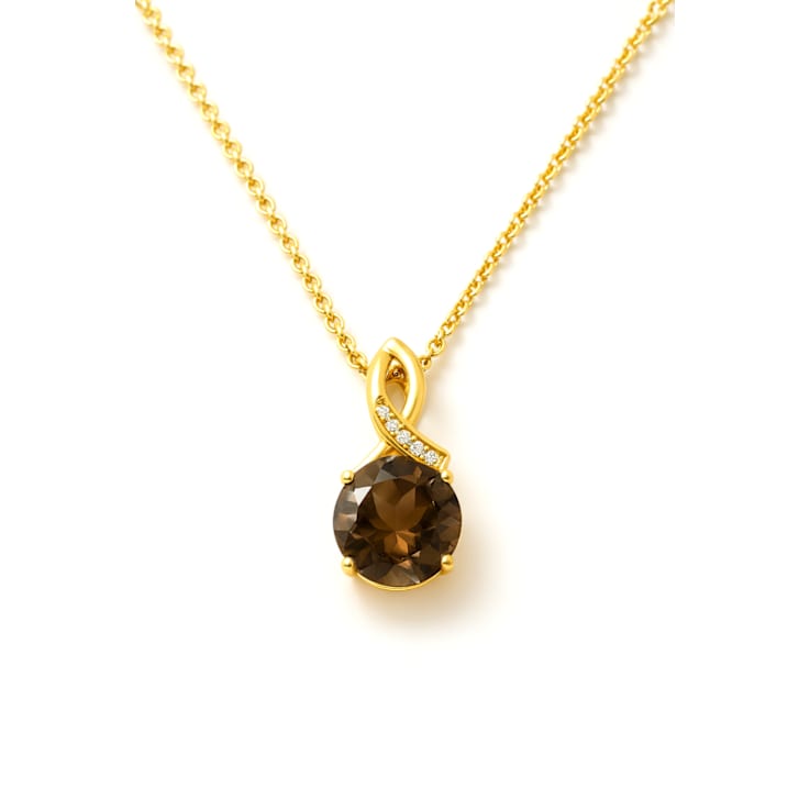 Round Natural Black Onyx 14K Yellow Gold Over Sterling Silver Pendant
with Chain