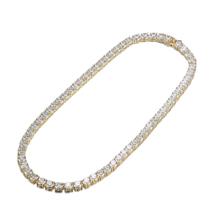 CZ Tennis Necklace In 14K Gold Over Sterling Silver