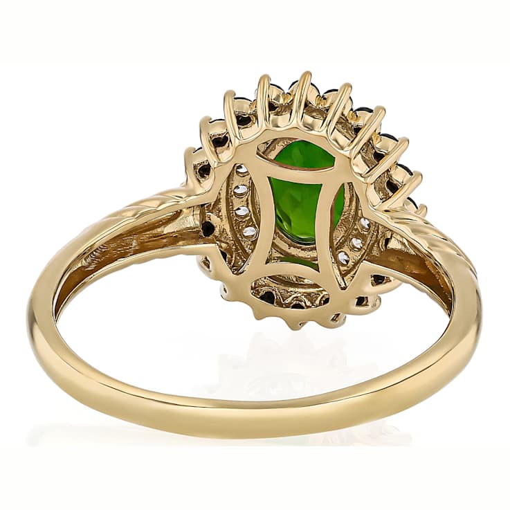 Chrome Diopside, Black Spinel And White Zircon Ring In 18K Gold Over
Sterling Silver 1.24ctw