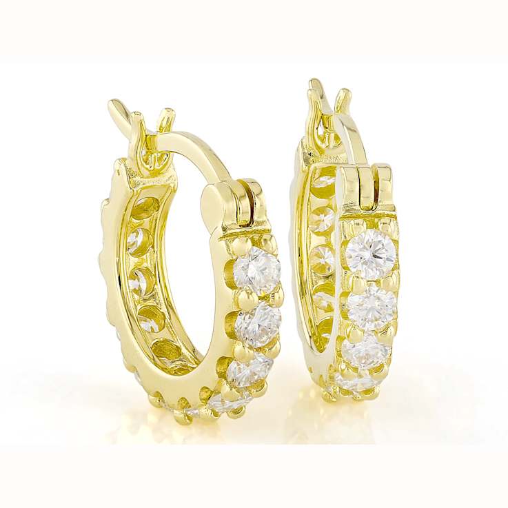 Round Moissanite Hoop Earrings In 14K Gold Over Sterling Silver