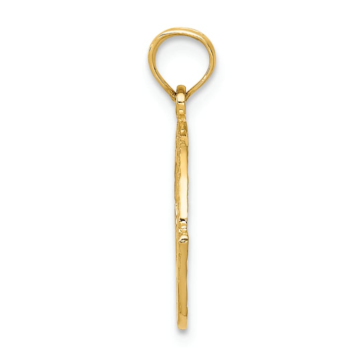 14k Yellow Gold Textured Claddagh pendant