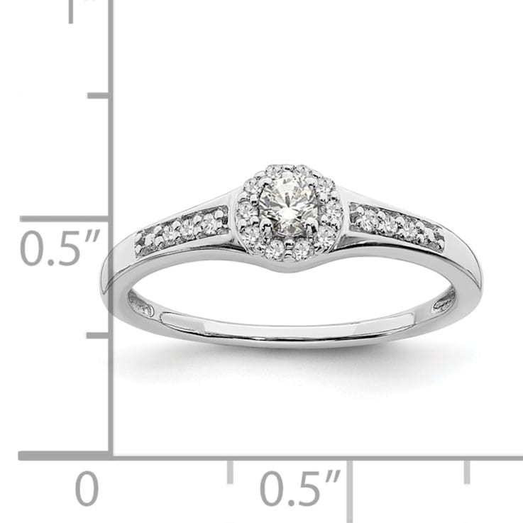 Rhodium Over 10K White Gold Lab Grown Diamond Cluster Engagement Ring 0.211ctw
