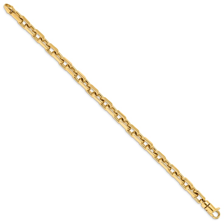 14K Yellow Gold 7mm Hand-Polished Fancy Link Bracelet