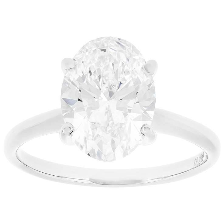 Lab-Grown Diamond Oval Solitaire Ring In 14K White Gold 3.00ct