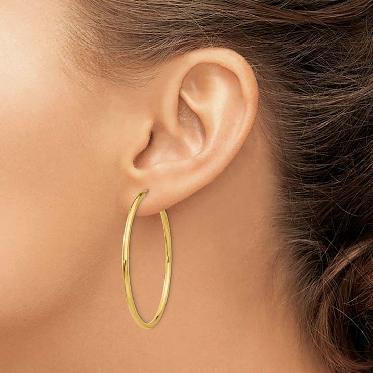14K Gold Zinc Alloy Solid Geometric Linked Hoop Earrings | eBay