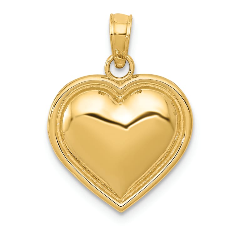 14k Yellow Gold Polished Domed Heart Pendant