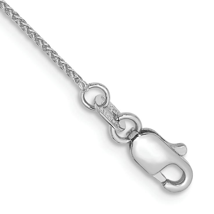 Rhodium Over 10k White Gold Spiga Link Anklet