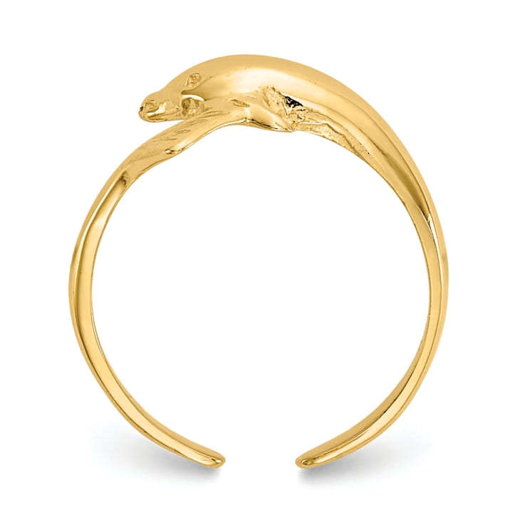 14K Yellow Gold Dolphin Toe Ring