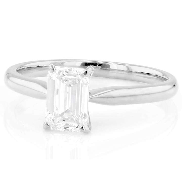 Lab-Grown Diamond Emerald-Cut Solitaire Ring In 14K White Gold 1.10ct