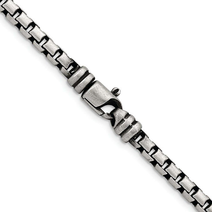 Sterling Silver Antiqued and Satin 5.0mm Box 24 Inch Chain