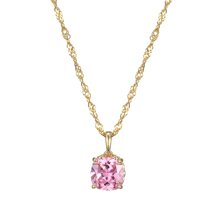 Pink And White Cubic Zirconia 18k Yellow Gold Over Silver October
Birthstone Pendant 7.12ctw