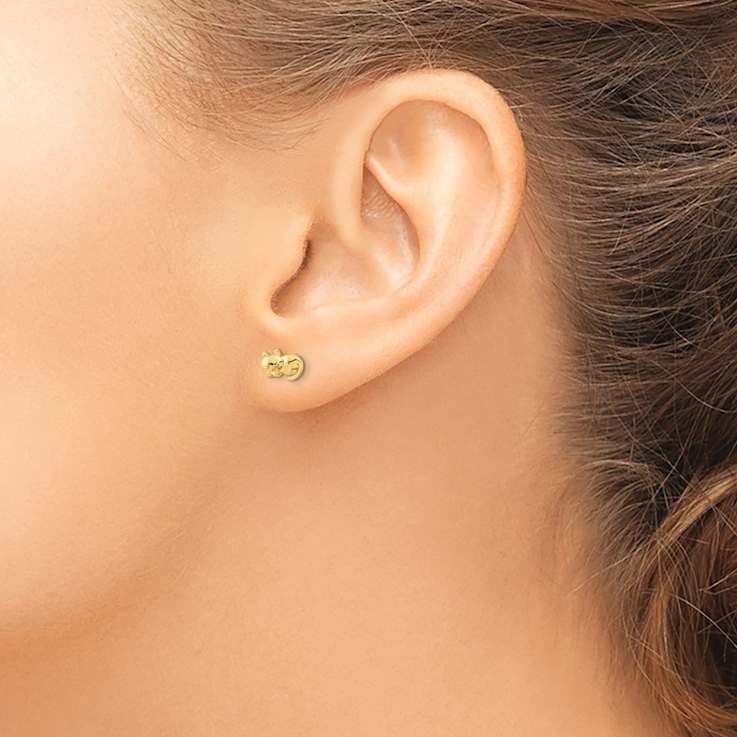 14k Yellow Gold Polished Cat Stud Earrings