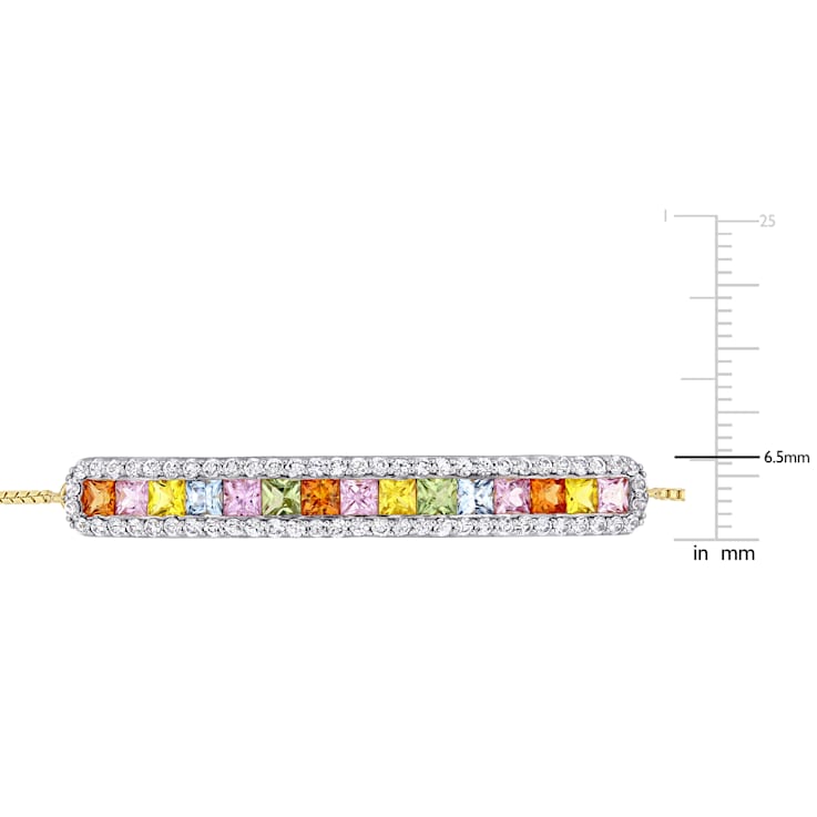 Multi Color Sapphire 14K Yellow Gold Bracelet 4.38ctw