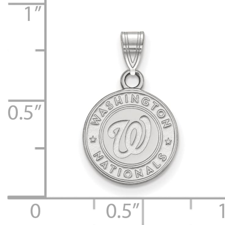 Rhodium Over Sterling Silver MLB Washington Nationals LogoArt Circle Pendant