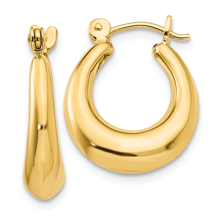 14k Yellow Gold 3/4" Polished Oval Hoop Earrings