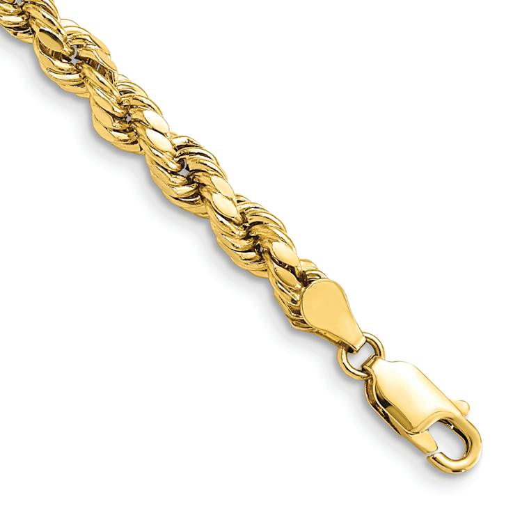 10k Yellow Gold 4.9mm Diamond-Cut Rope Link Bracelet
