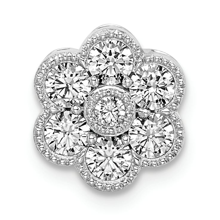 Rhodium Over 14K White Gold Lab Grown Diamond SI1/SI2, G H I, Floral
Chain Slide Pendant 0.50ctw