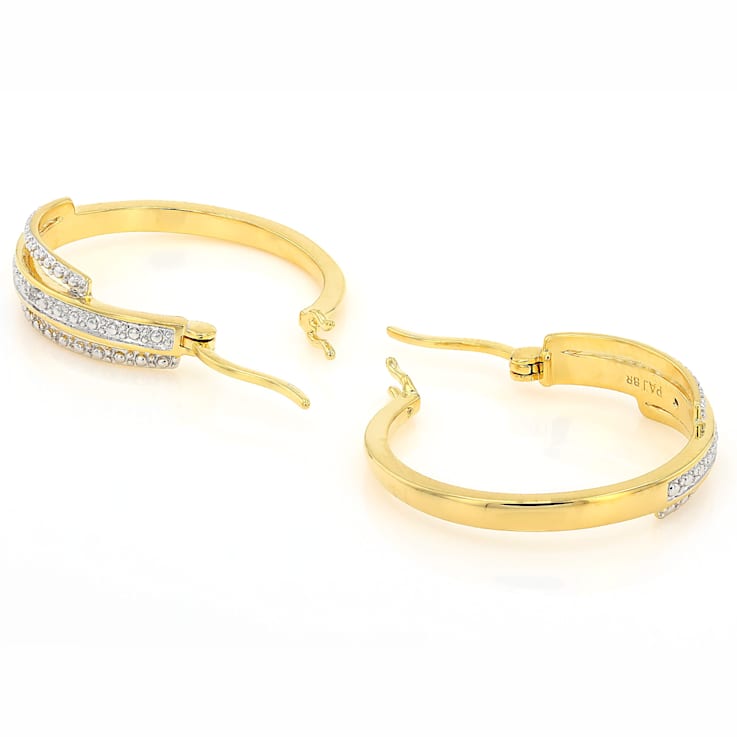Triple Row Diamond Hoop Earrings