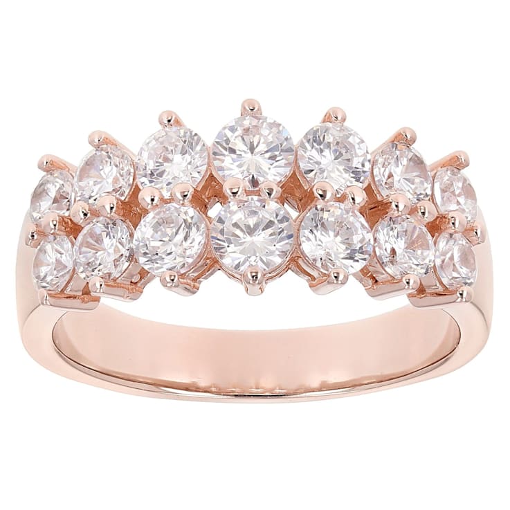 White Cubic Zirconia 18K Rose Gold Over Sterling Silver Band Ring 2.70ctw